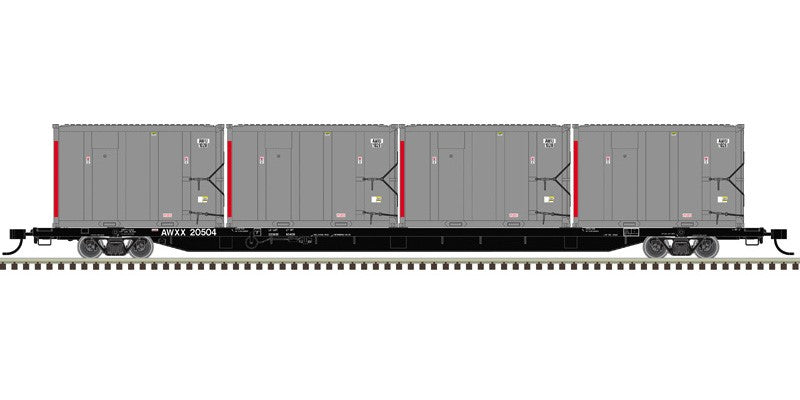 Atlas HO 20007736 - Trainman - 85' Trash Flat Car w/MSW Containters "East Carbon" #20551