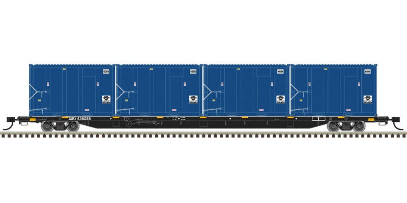 Atlas HO 20007742 - Trainman - 85' Trash Flat Car w/MSW Containters "Gen.  American" #638110