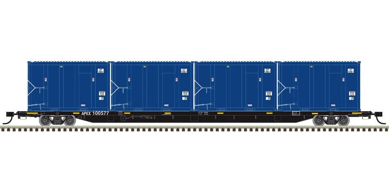 Atlas HO 20007745 - Trainman - 85' Trash Flat Car w/MSW Containters "APEX" #100592