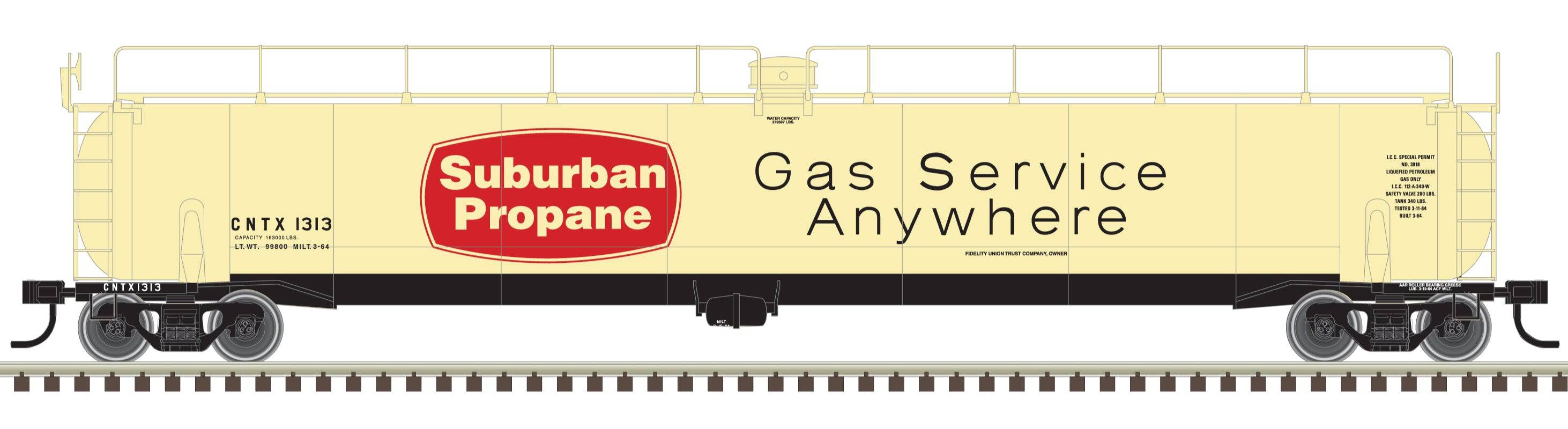 Atlas HO 20007886 - Master - 33,000 Gallon LPG Tank Car "Suburban Propane" #1313 (CNTX)