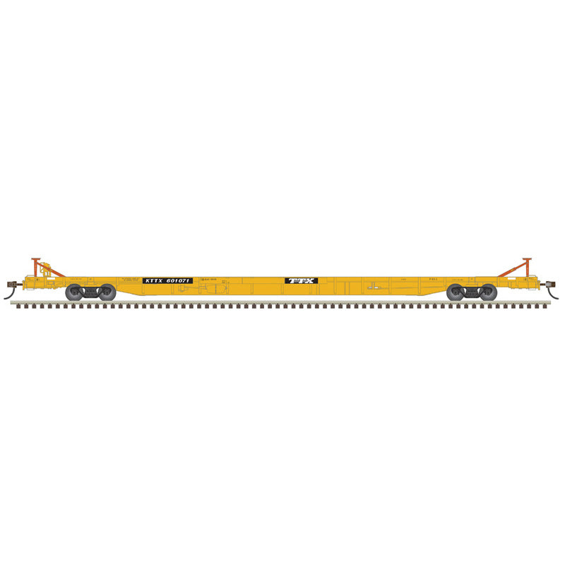 Atlas HO 20008193 - HO F89J Flat Car "KTTX w/TTX Large Logo" #601071 (end hitches)