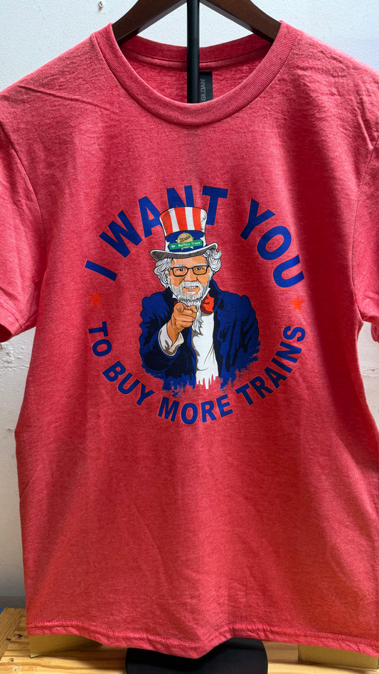 T-Shirt - "I Want You To Buy More Trains" (Red) Adult