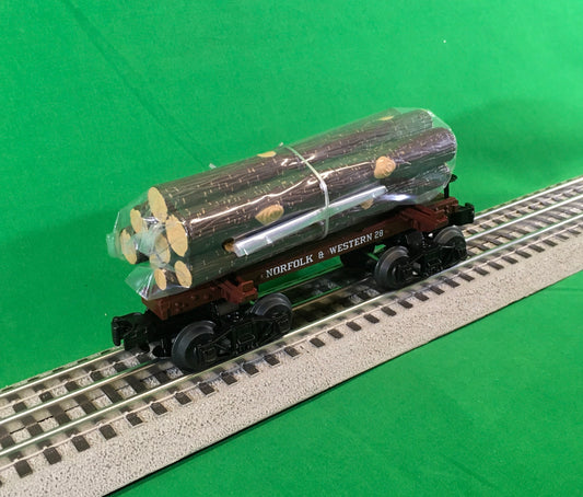 MTH 20-92332 - Premier - Skeleton Flat Car "Norfolk & Western" w/ Log Load Set #2