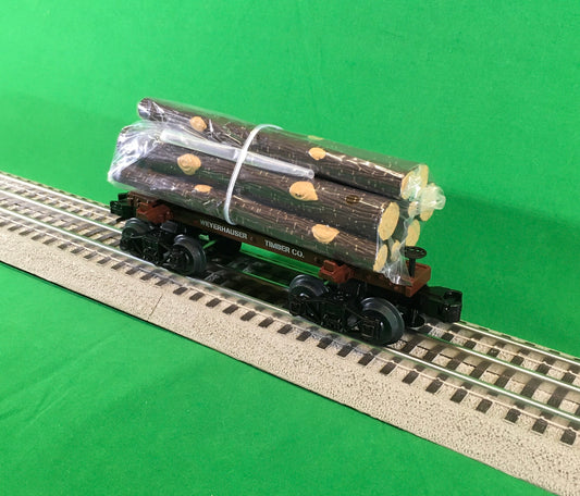 MTH 20-92328 - Premier - Skeleton Flat Car "Weyerhaeuser" w/ Log Load Set #2
