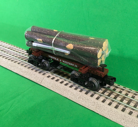 MTH 20-92332 - Premier - Skeleton Flat Car "Norfolk & Western" w/ Log Load Set #2