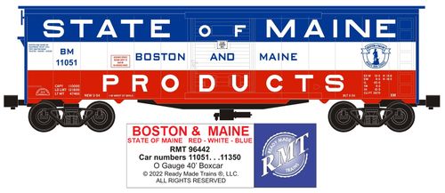 Ready Made Trains RMT-96442 - 40" PS-1 Box Car "Boston & Maine" (State of Maine)