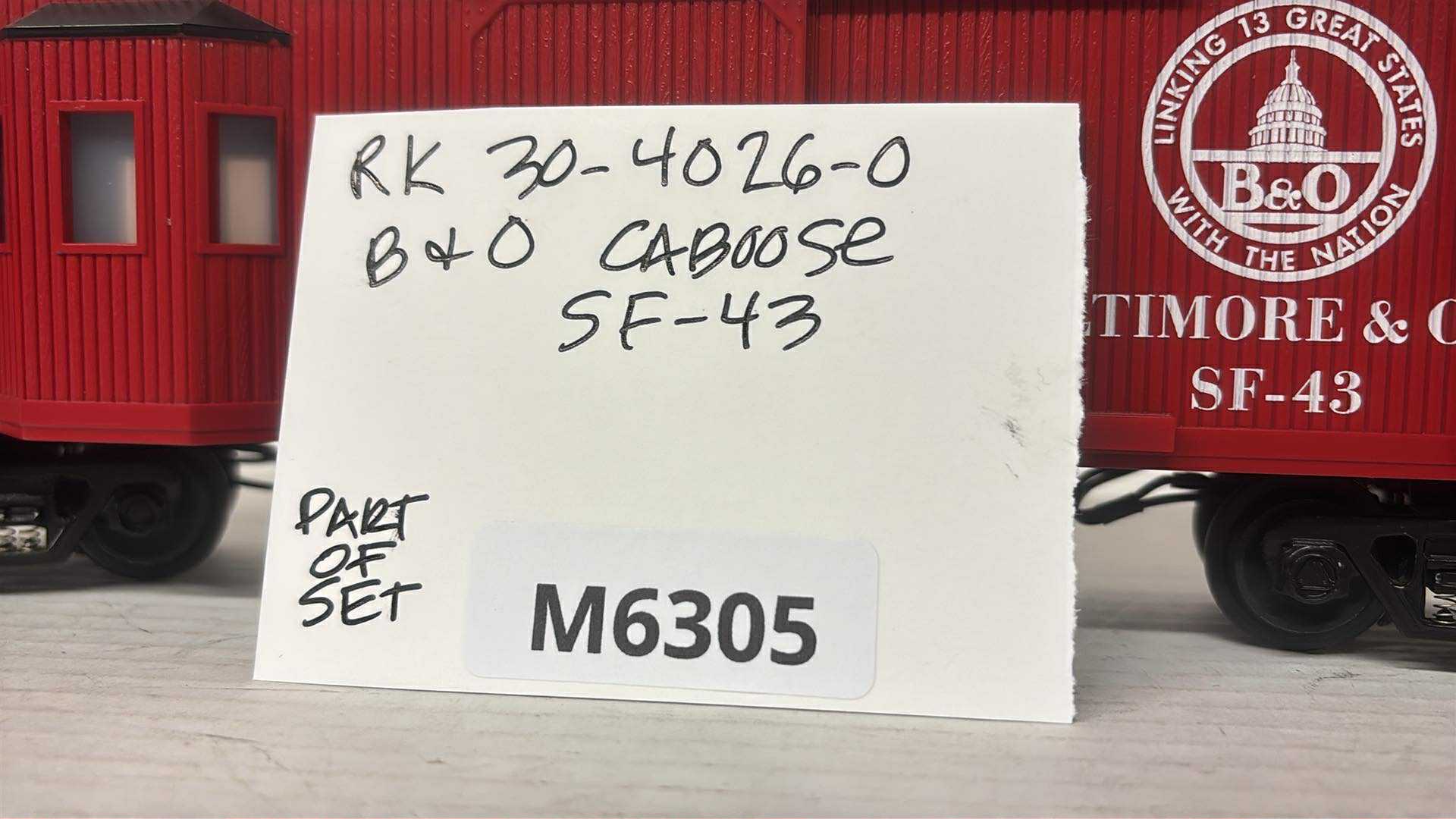 Rail King 30-4026-0 Baltimore & Ohio Caboose SF-43-Second hand-M6305