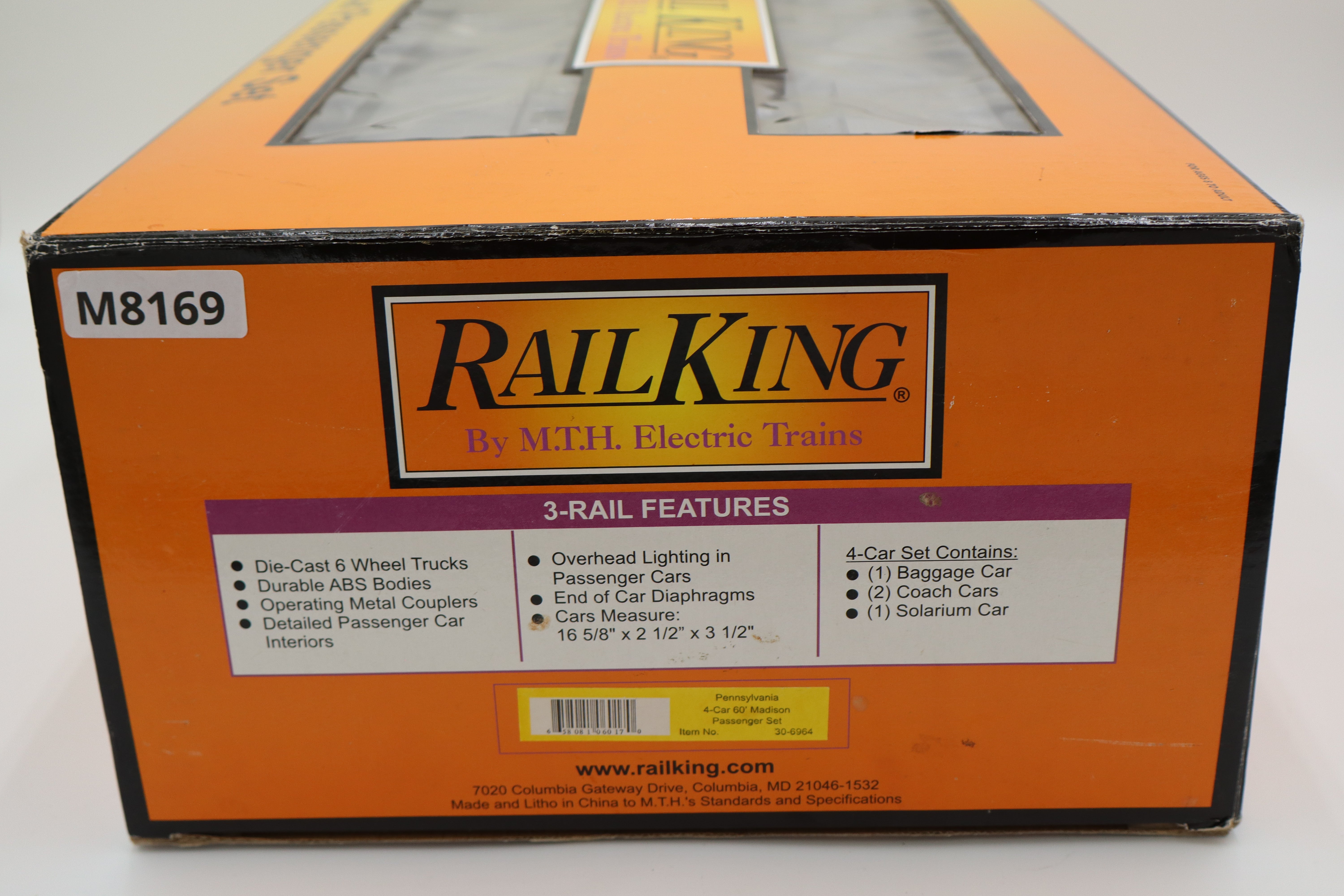 Rail King 30-6964 Pennsylvania 4 Car 60' Madison Passenger Set-Second hand-M8169