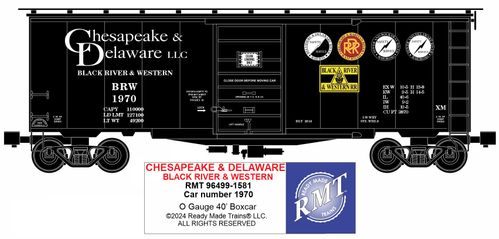 Ready Made Trains RMT-96499-1581 - 40" PS-1 Boxcar "Chesapeake & Delaware" #1970 (Black)