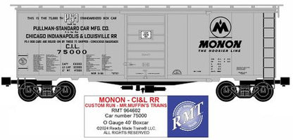 Ready Made Trains RMT-96460-2 - 40' PS-1 Box Car "Monon" #75000 - Custom Run for MrMuffin'sTrains - MrMuffin'sTrains