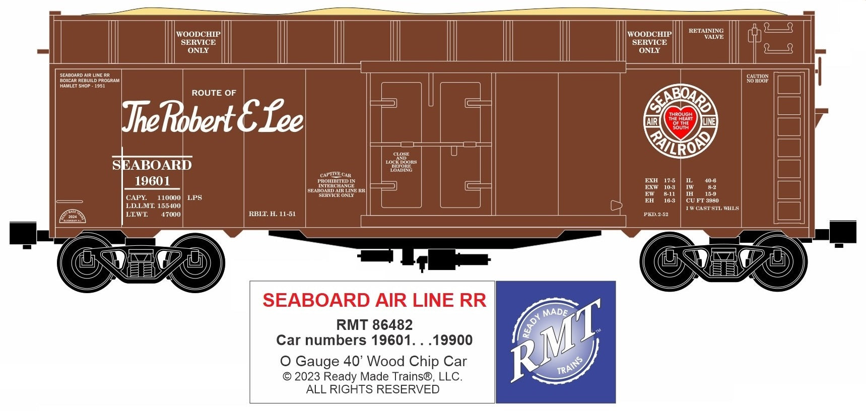 Ready Made Trains RMT-86482 - 40' Woodchip Car "Seaboard Air Line"