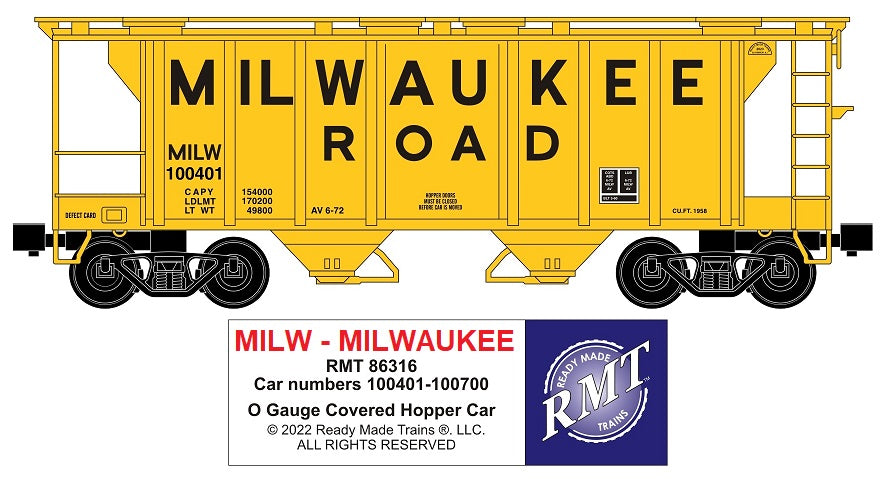 Ready Made Trains RMT-86316 - 2-Bay Covered Hopper Car "Milwaukee Road – MrMuffin'sTrains