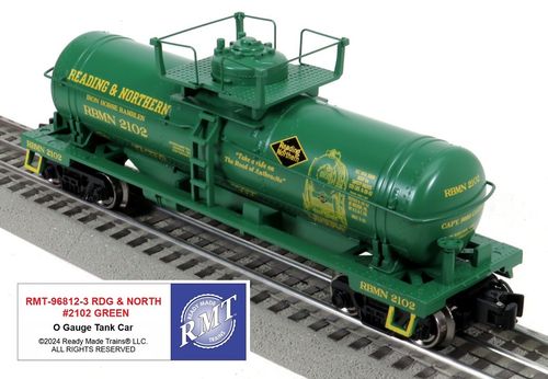 Ready Made Trains RMT-96812-3 - 8000 Gallon Single Dome Tank "Reading & Northern" #2102 (Green)