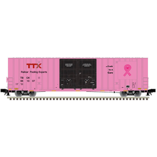 Atlas O 3004091 - Master - Gunderson Hy-Cube Box Car "TTX" #661307 (On Track for a Cure) 2-Rail - MrMuffin'sTrains