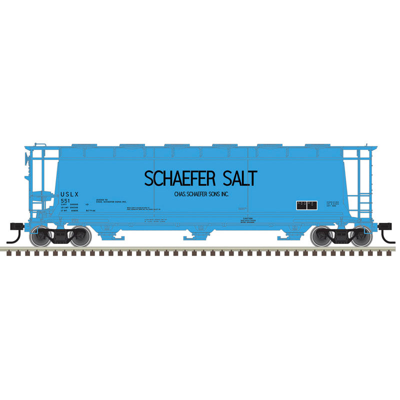 Atlas O 3003234 - Master - 3-Bay Cylindrical Hopper Car "Schaefer Salt"