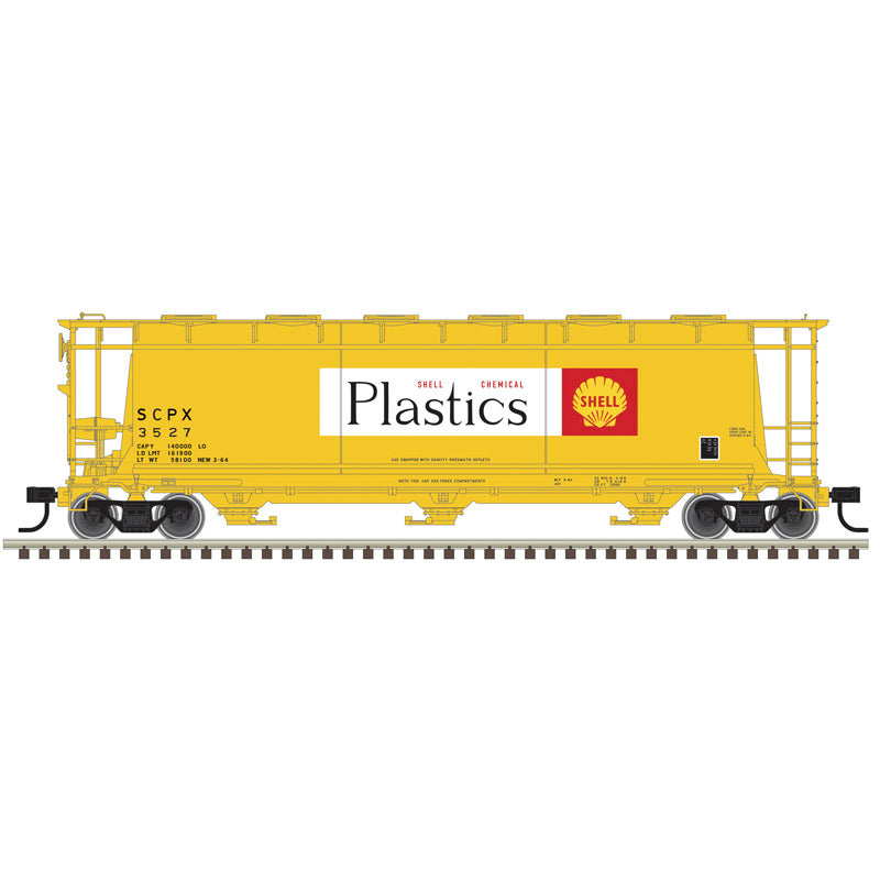 Atlas O 3003235 - Master - 3-Bay Cylindrical Hopper Car "Shell Plastics"