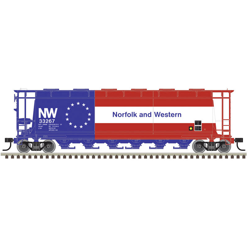 Atlas O 3003237 - Master - 6-Bay Cylindrical Hopper Car "Norfolk & Western" #33267 (Bicentennial)
