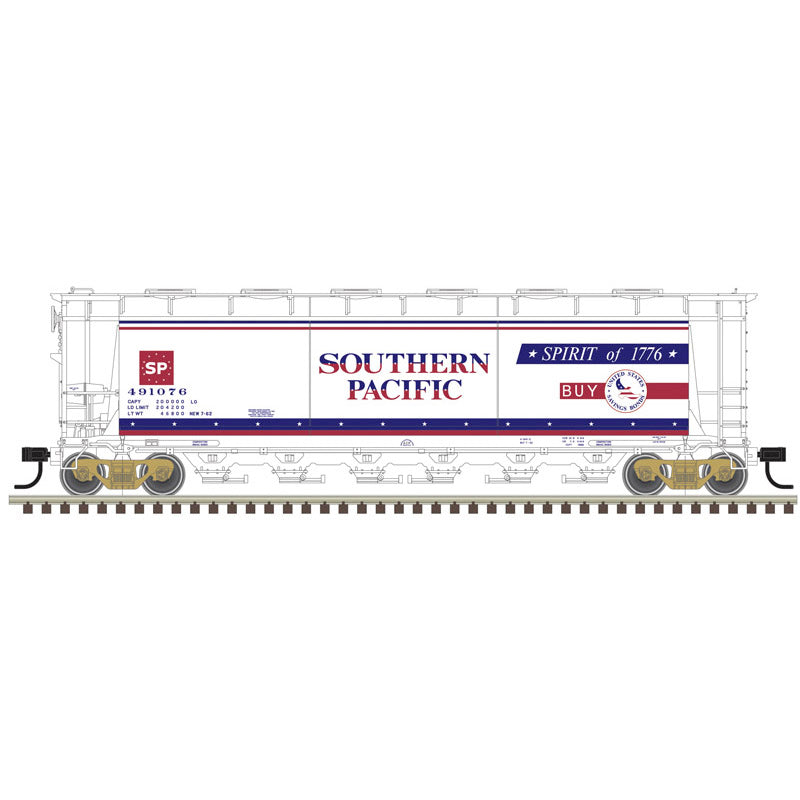 Atlas O 3003238 - Master - 6-Bay Cylindrical Hoppers "Southern Pacific" #491076 (Bicentennial)