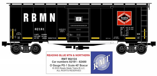 Ready Made Trains RMT-96412-4 - 40' PS-1 Boxcar "Reading, Blue Mountain & Northern"