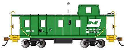 Bachmann HO 14005 - Slanted Offset Cupola Caboose "Burlington Northern" #10420 (Cascade Green, yellow, white)