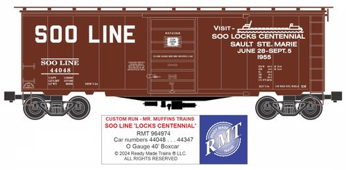 Ready Made Trains RMT-96474 - 40" PS-1 Box Car "SOO Line" (Centennial) - Custom Run for MrMuffin'sTrains