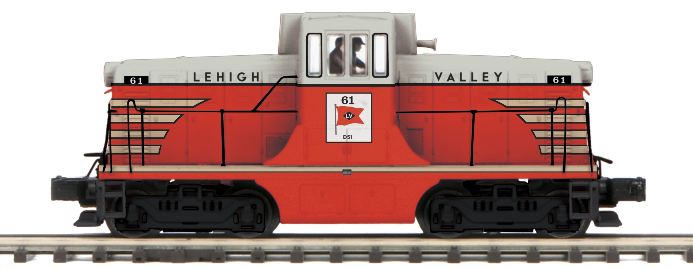 MTH 20-20975-1 - G.E. 44 Ton Phase 1c Diesel Engine "Lehigh Valley" #61 w/ PS3 (Hi-Rail Wheels)