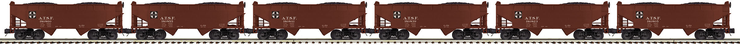 MTH 20-92202 - 2-Bay Offset Hopper Car Set "Santa Fe" (6-Car) - Set #2