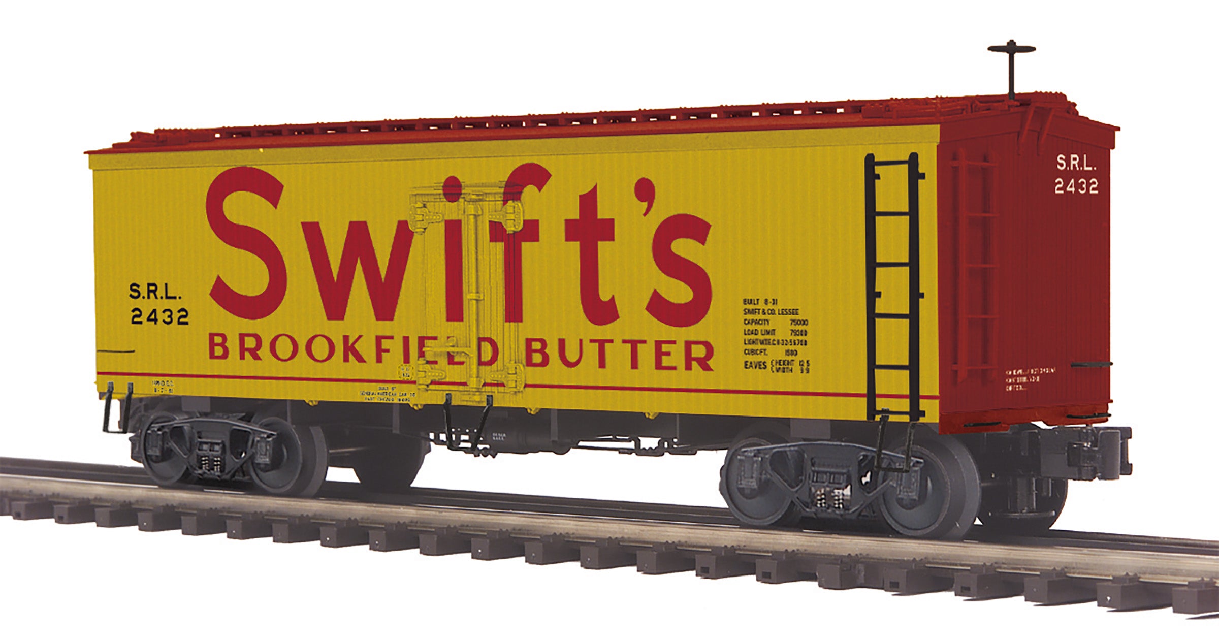 MTH 20-94495 - 36' Woodsided Reefer Car "Swift's" #2432 - Custom Run for MrMuffin'sTrains