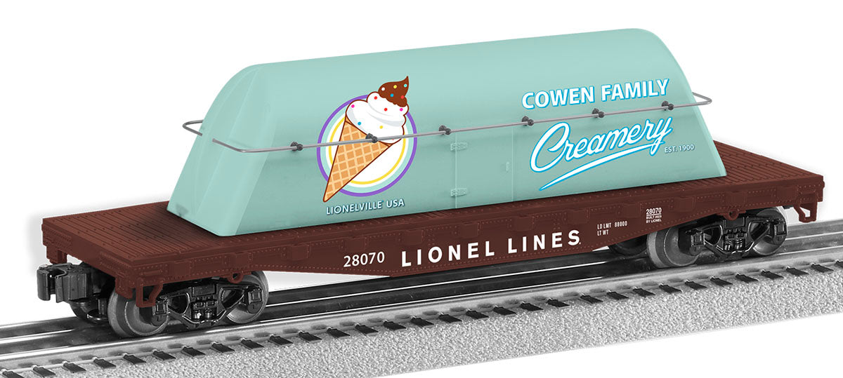 Lionel 2328070 - Flatcar "Lionel Lines" w/ Milk Container (Cowen Family Creamery)
