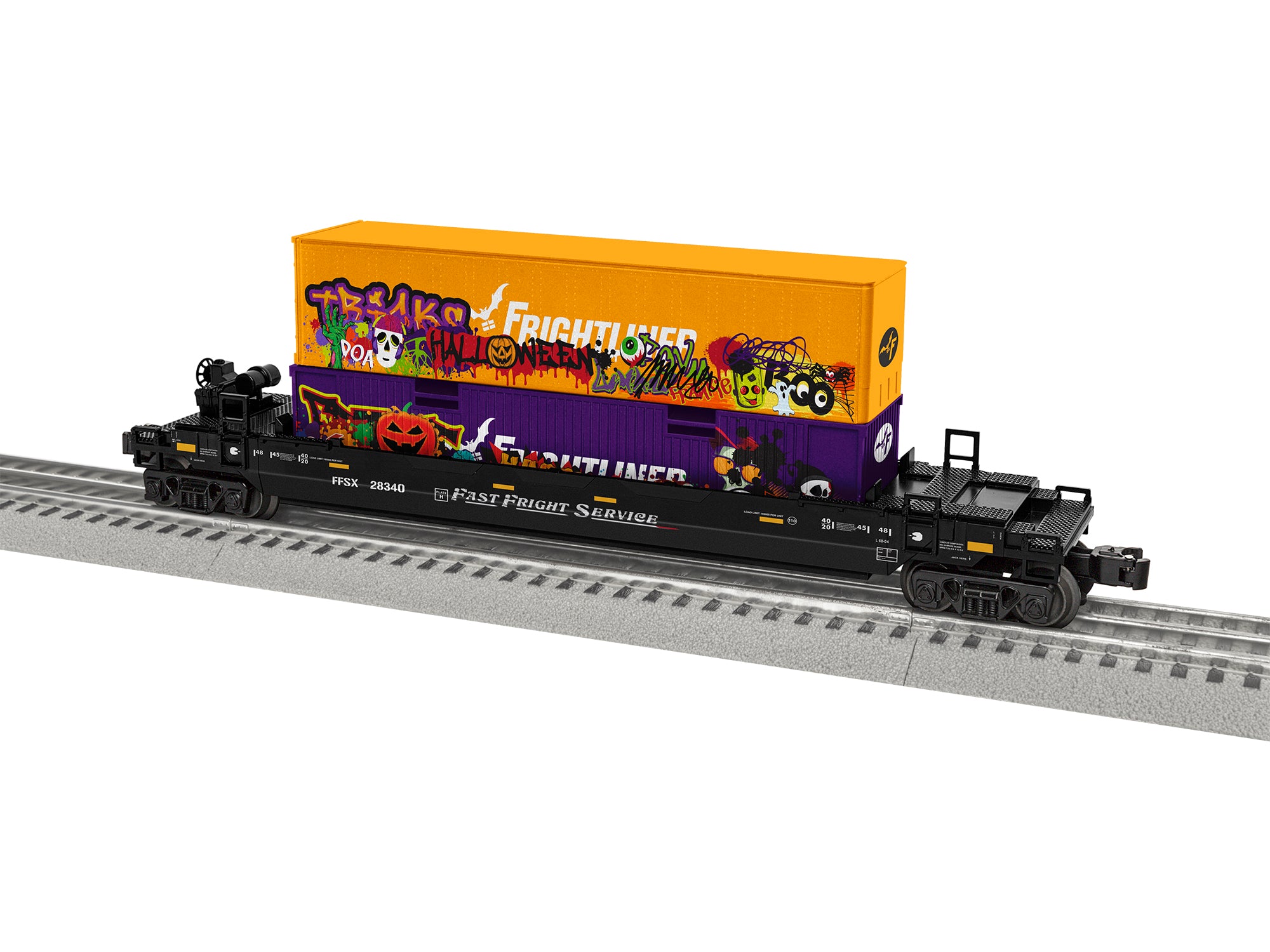 Lionel 2328340 - Maxi-Stack "Halloween" w/ Container Load (Graffiti)