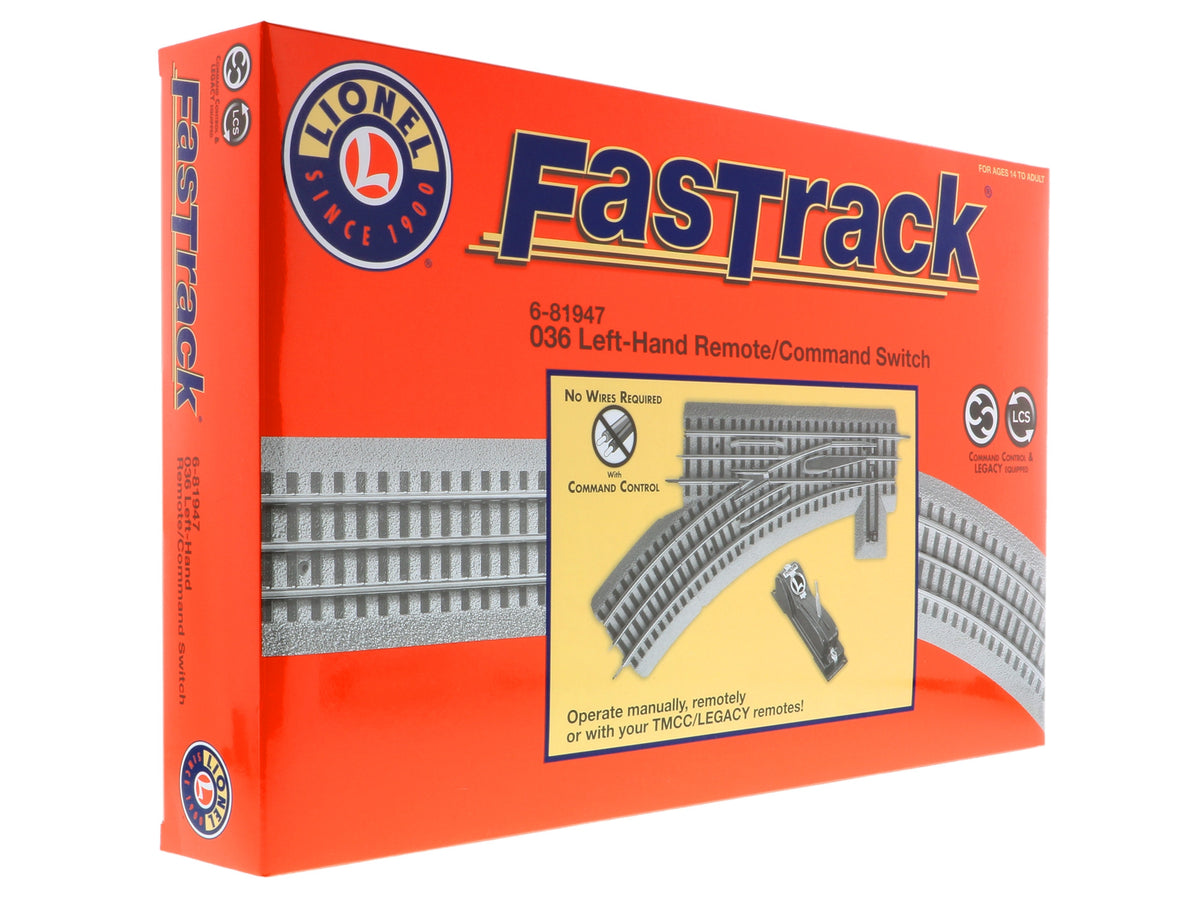 Lionel 6-81947 - FasTrack - O-36 Remote/Switch Track (Left) - MrMuffin'sTrains