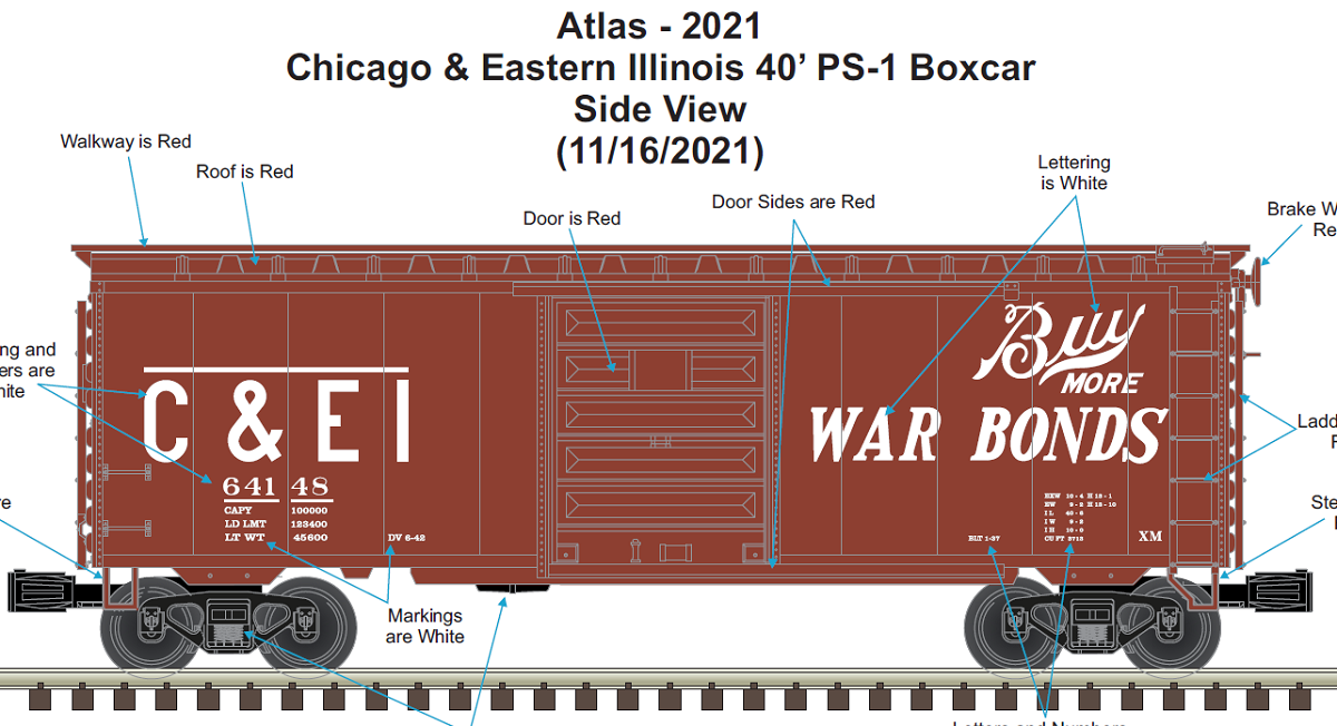 Atlas O 3001856S - Premier - 40’ PS-1 Boxcar "Chicago & Eastern Illinois" (War Bonds) - Custom Run for MrMuffin'sTrains