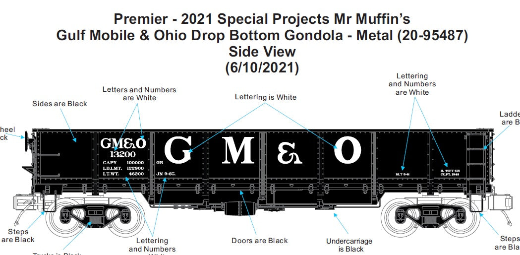 MTH 20-95487 - Gondola Car "Gulf, Mobile & Ohio" #13200 - Custom Run for MrMuffin'sTrains