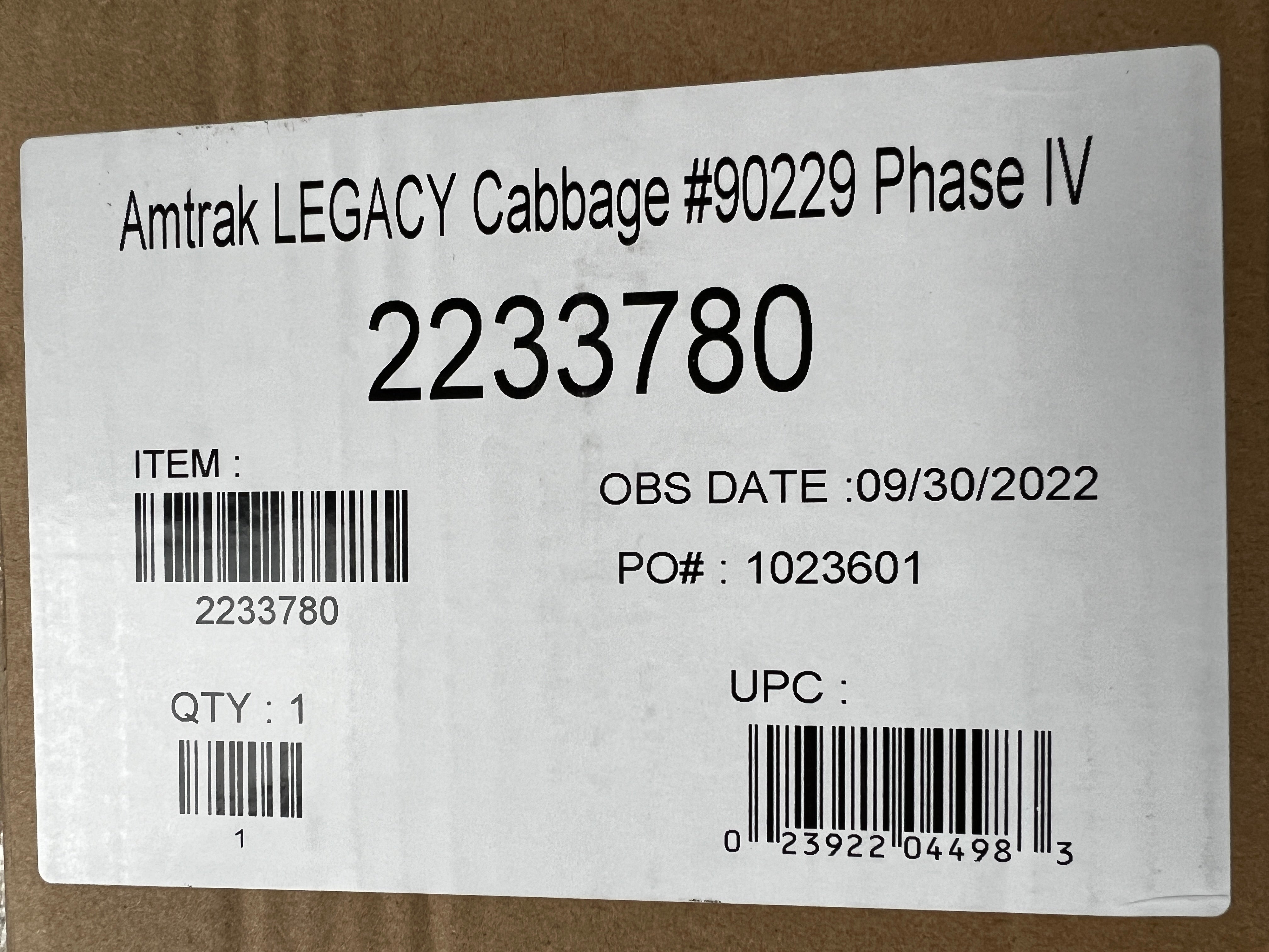 Lionel 2233780 - Legacy Cabbage Diesel Locomotive "Amtrak" #90229 (Phase IV)