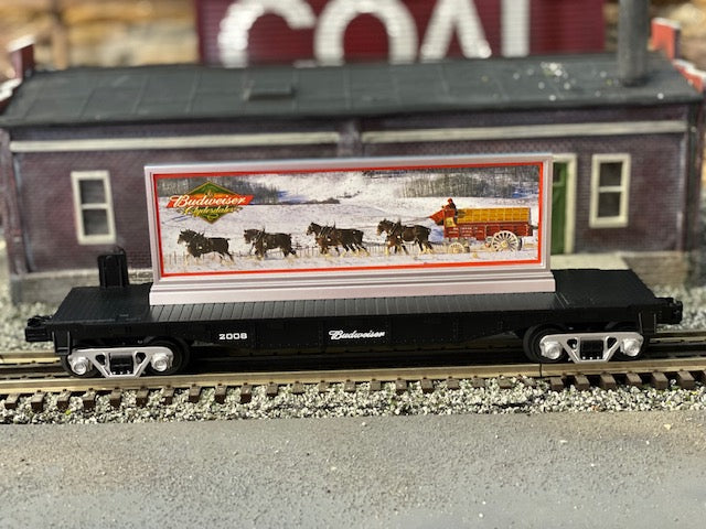 MTH  30-76279 - Budweiser Flat Car w/Billboard - Second Hand