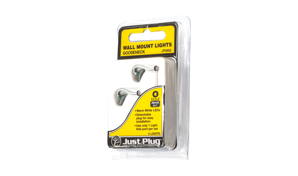 Woodland Scenics JP5662 - Just Plug - Gooseneck Wall Mount Lights - MrMuffin'sTrains