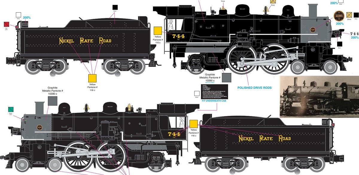 Lionel 2231710 - Legacy Atlantic Steam Locomotive "Nickel Plate Road" #744 - Custom Run for MrMuffin'sTrains