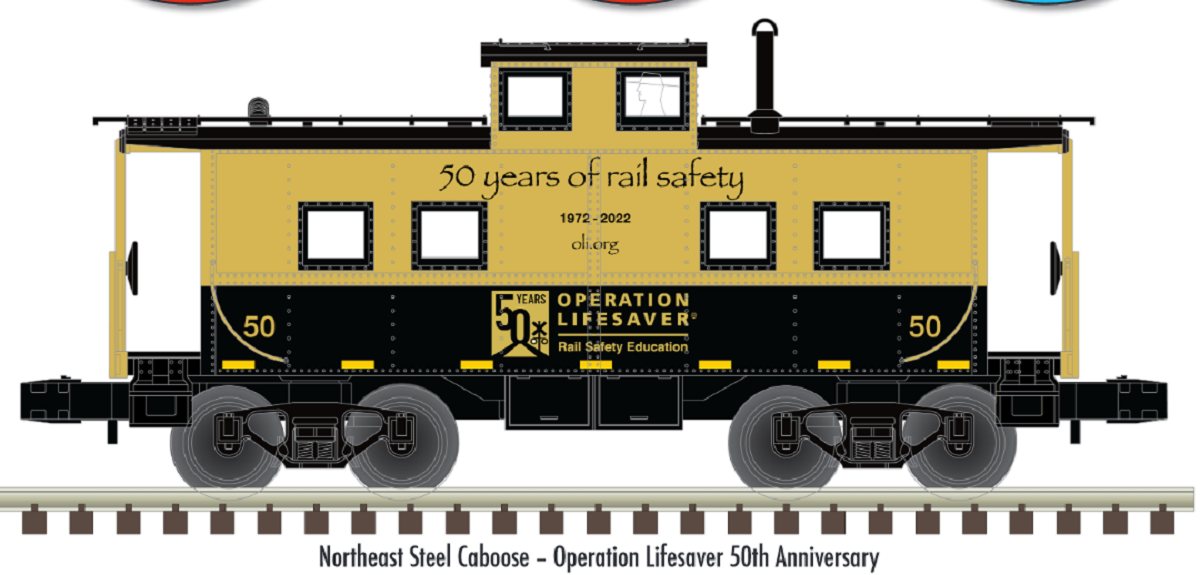 Atlas O 3001038 - Premier - Northeast Steel Caboose "Operation Lifesaver" 50th Anniversary