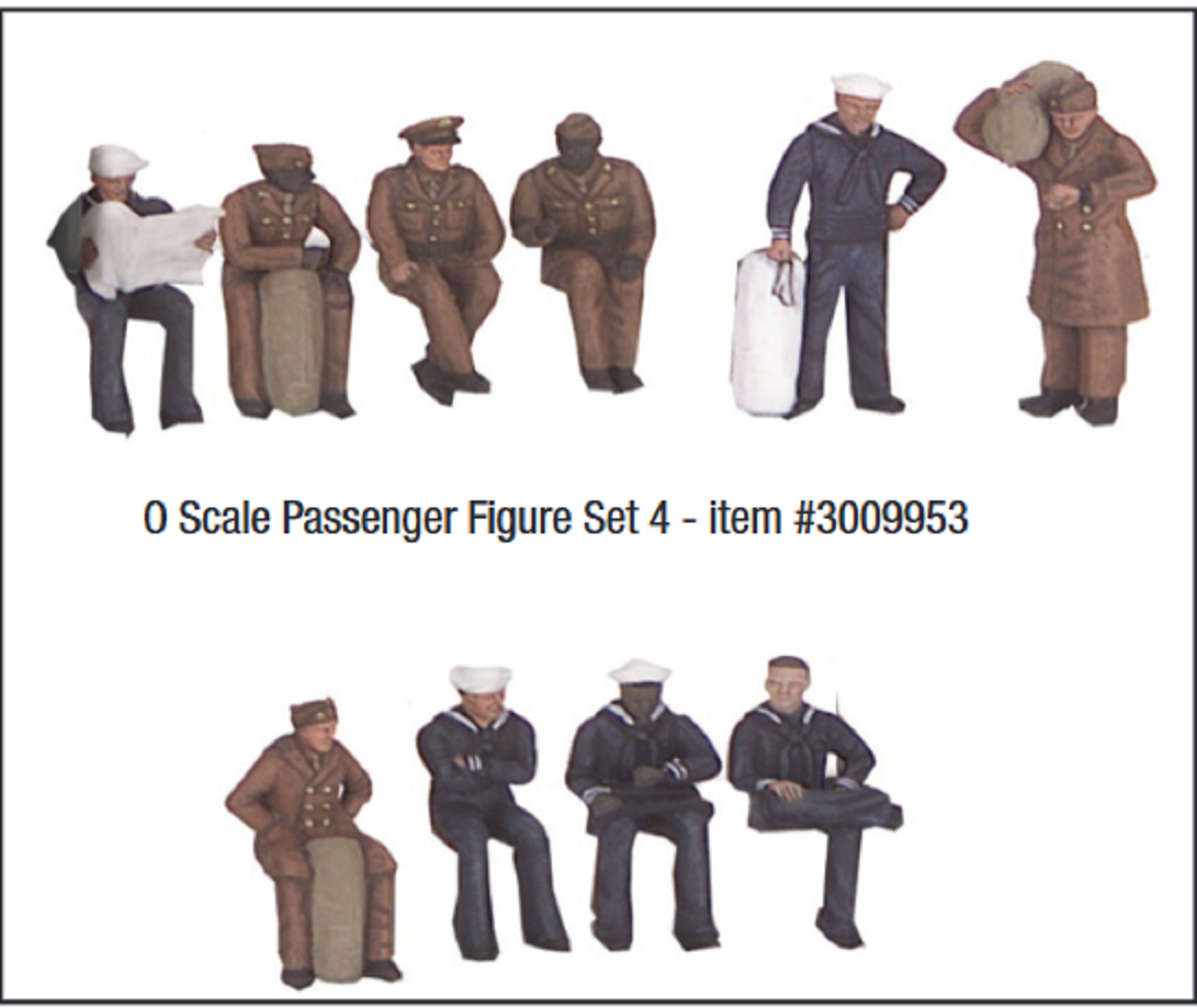 Atlas O 3009953 - Heavyweight U.S. Army/Navy Passenger Figure Set #4 (10-Pack) - MrMuffin'sTrains