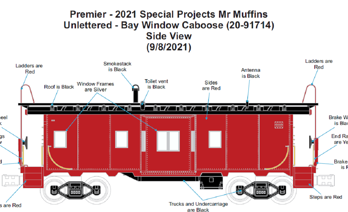 MTH 20-91714 - Bay Window Caboose "Unlettered" - Custom Run for MrMuffin'sTrains