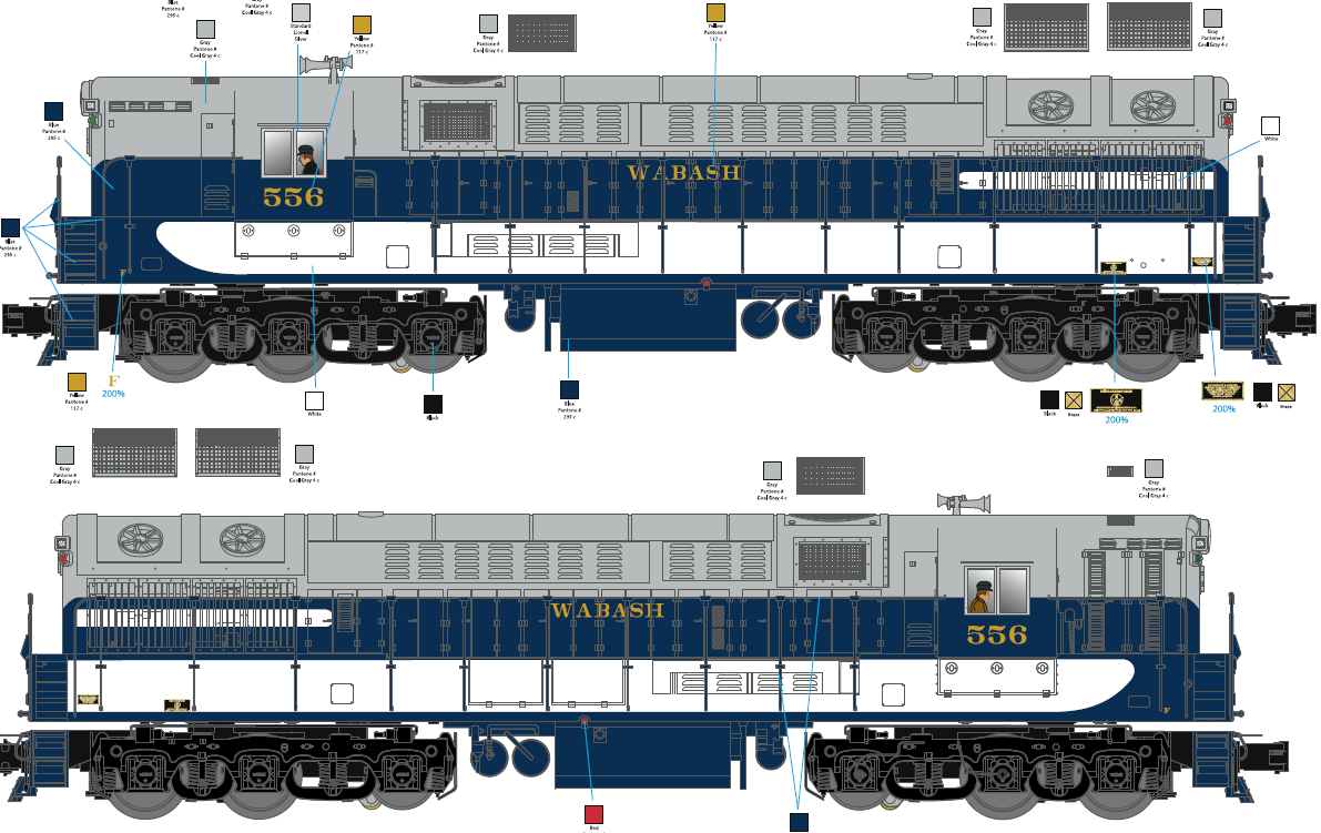 Lionel 2001420 - Legacy Train Master Diesel Locomotive "Wabash" #556 - Custom Run for MrMuffin'sTrains - Second Hand M1252