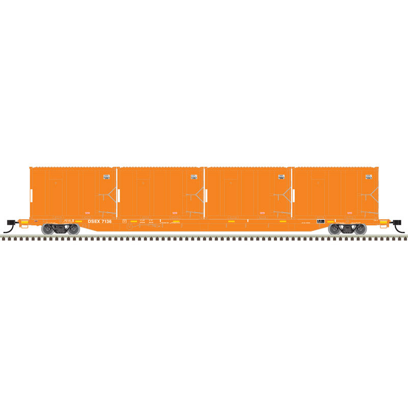 Atlas HO 20006040 - 85’ Trash Flat Car With MSW Containers - East Coast Carbon (DSEX) 7086 (Orange/ White)