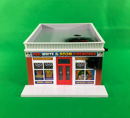 Lionel 2129030 - "Sgt Stumpy's" Red White & Boom Fireworks Building - MrMuffin'sTrains