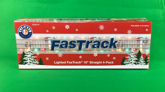 Lionel 2025010 - FasTrack - Lighted - 10" Straight Track (4-Pack) - MrMuffin'sTrains