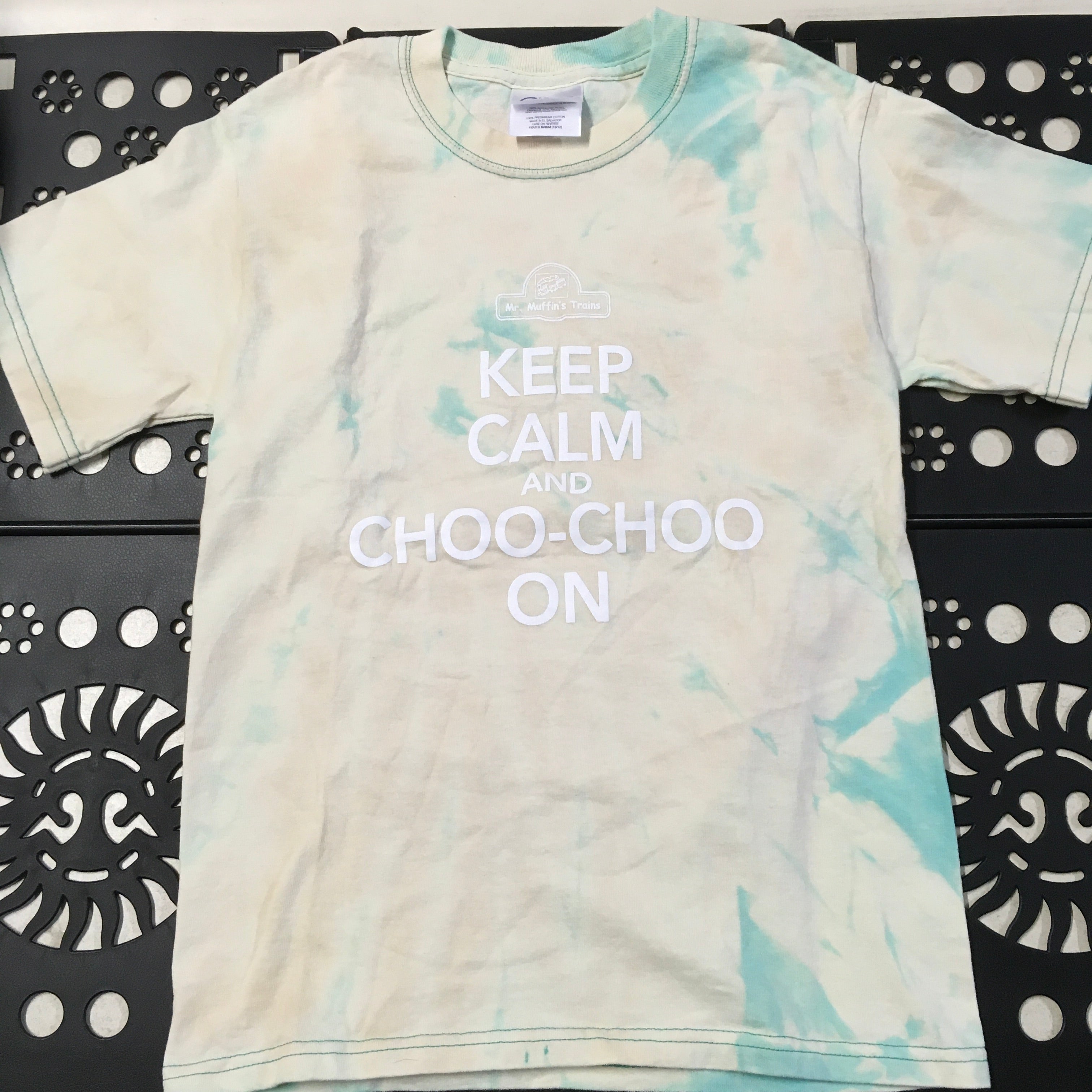 T-Shirt - "Keep Calm and Choo-Choo On" Youth (Green Tie-Dye)