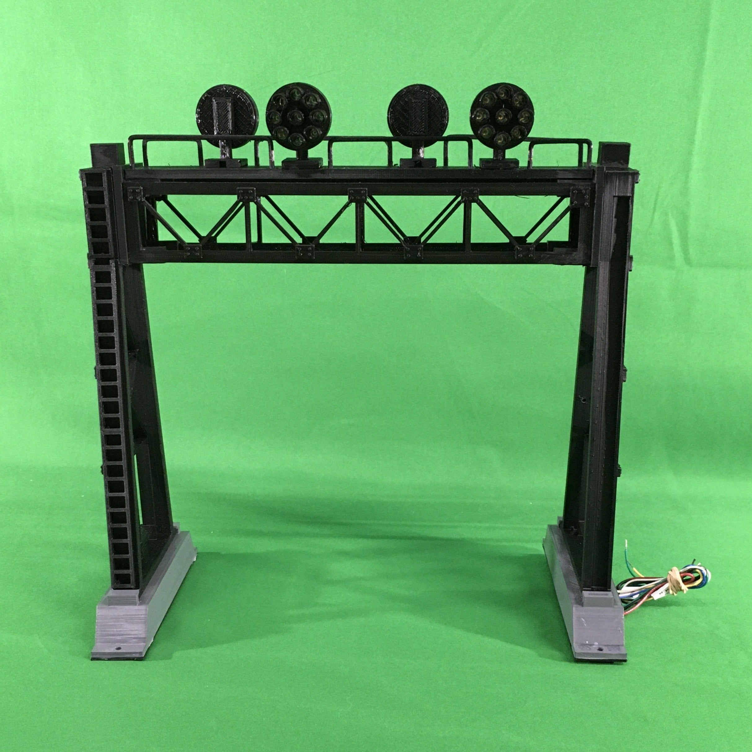 K & R Custom Models #4243 - 2-Track Signal Bridge - 4 Pennsy Lights