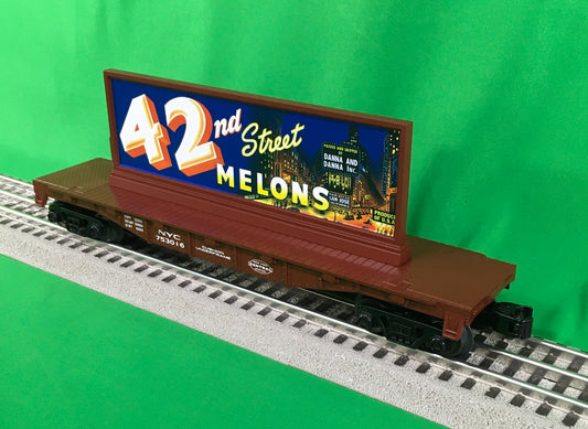 MTH 30-76859 - RailKing - Flat Car "New York Central" #753016 w/ Billboard (42nd Street Mellons) - MrMuffin'sTrains