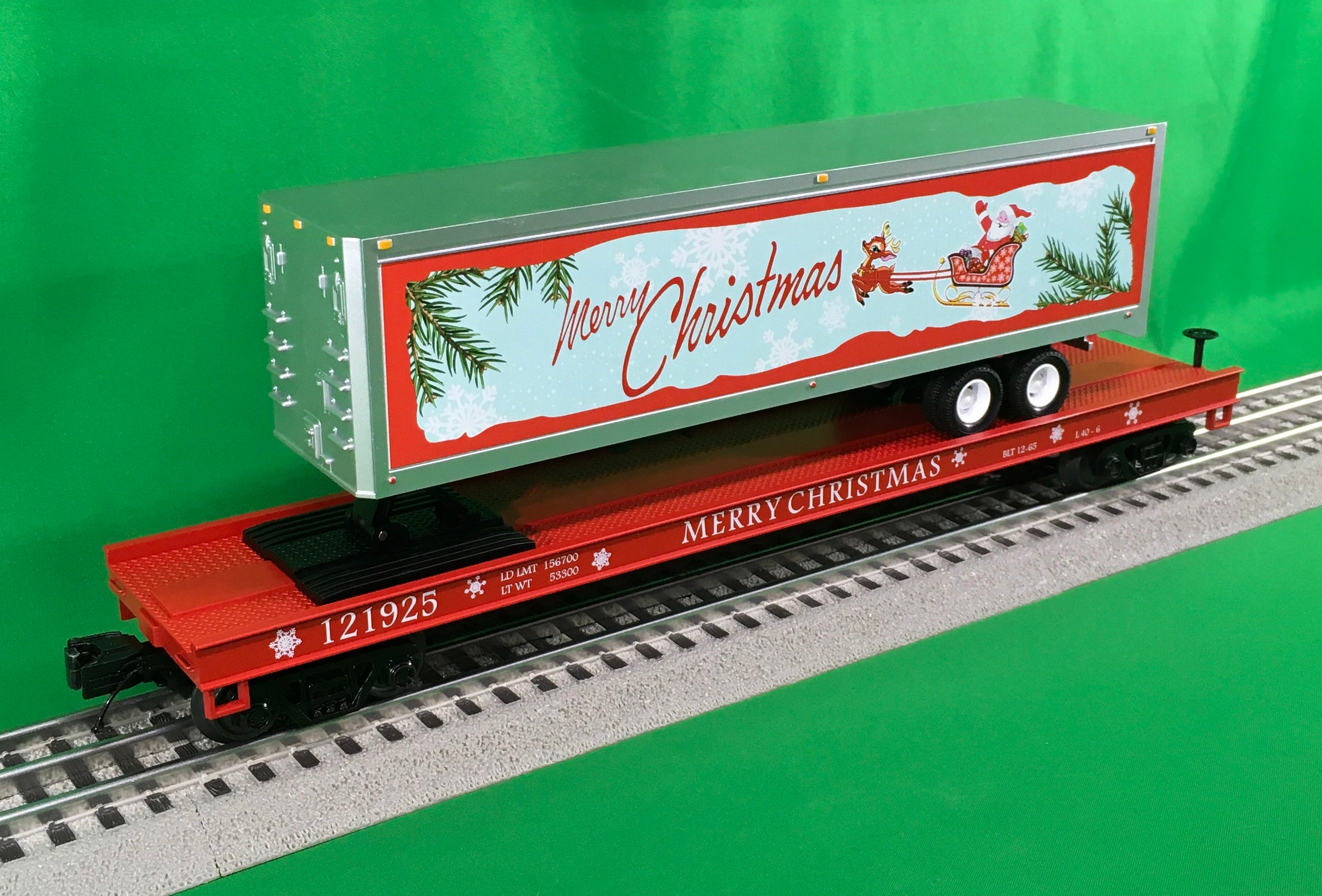 MTH 20-95398 - Flat Car "Christmas" w/ 40' Trailer