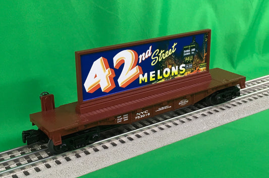 MTH 30-76859 - RailKing - Flat Car "New York Central" #753016 w/ Billboard (42nd Street Mellons) - MrMuffin'sTrains