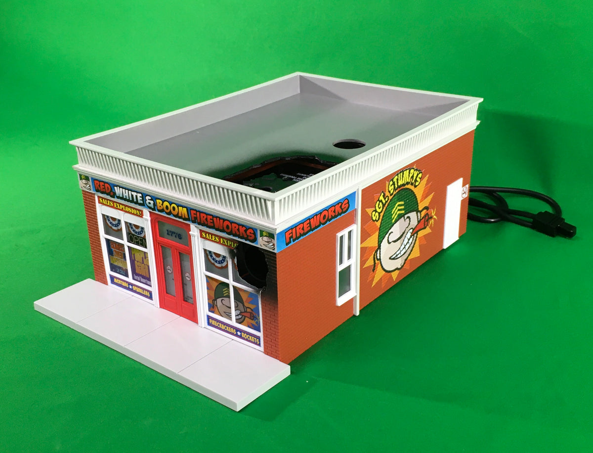 Lionel 2129030 - "Sgt Stumpy's" Red White & Boom Fireworks Building - MrMuffin'sTrains